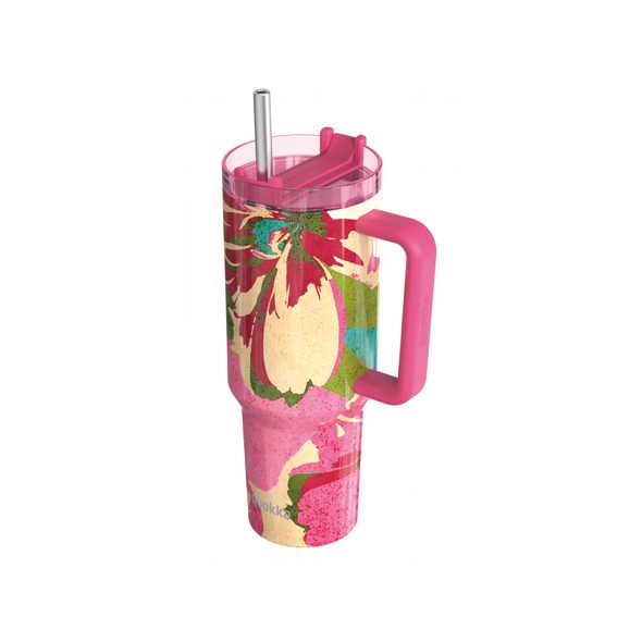 QUOKKA NEREZOVÝ TERMOHRNEK S BRČKEM STREAM PINK FLAMBE 1200 ML - TERMOOBALY A TERMOSKY - KRMENÍ