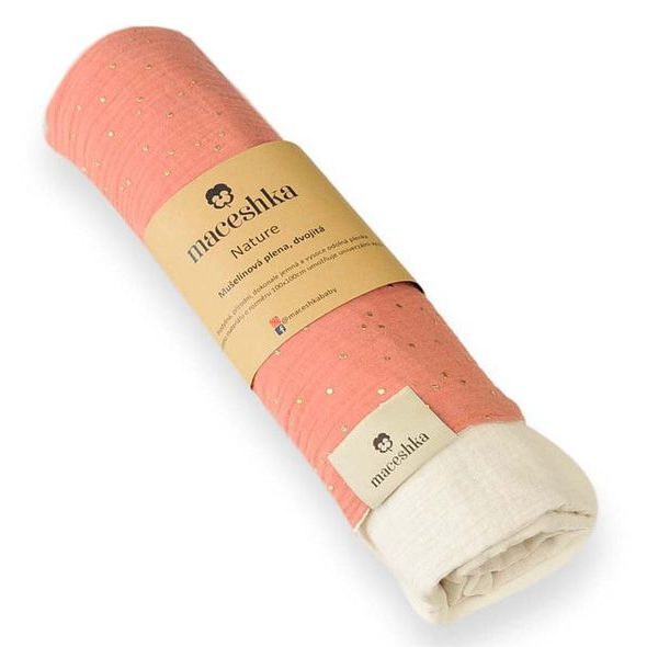 MACESHKA MUŠELÍNOVÁ PLENA NATURE SE ZLATÝM PUNTÍKEM - ZAVINOVACÍ PLENY / OSUŠKY VELKÉ - PŘEBALOVÁNÍ