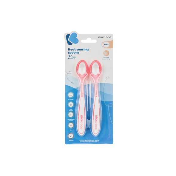 KIKKABOO LŽIČKY S TEPELNÝM SENZOREM 2 KS BOO PINK - LŽIČKY A PŘÍBORY - KRMENÍ