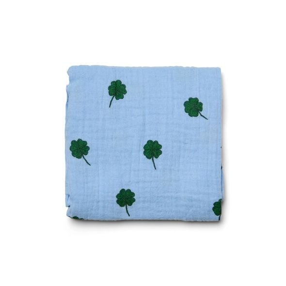STUDIO NOOS SWADDLE ZAVINOVAČKA PRINT MEDIUM LIGHT BLUE CLOVER - ZAVINOVACÍ PLENY / OSUŠKY VELKÉ - PŘEBALOVÁNÍ