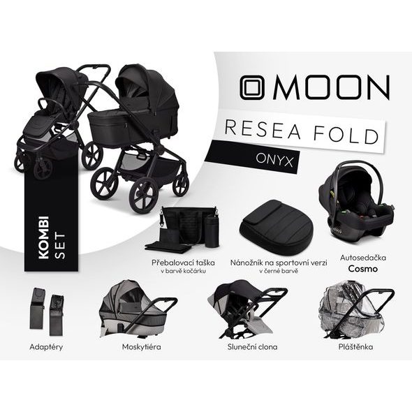 MOON RESEA FOLD KOMBI SET - ONYX - KOMBINACE S PŘÍSLUŠENSTVÍM - KOČÁRKY A PŘÍSLUŠENSTVÍ