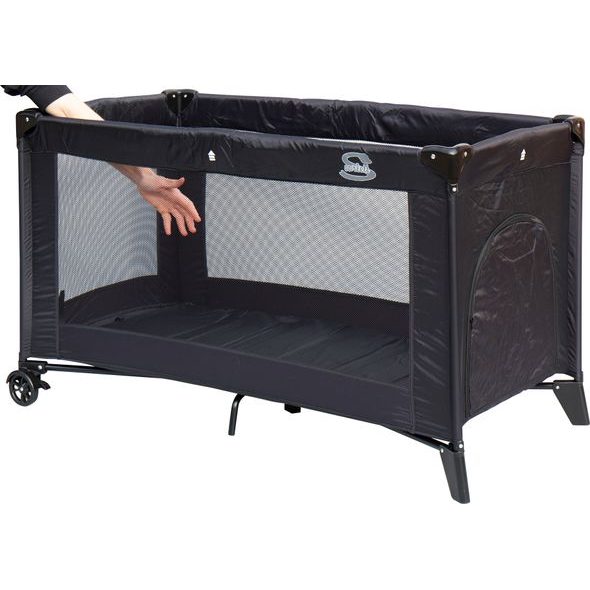 SCARLETT DĚTSKÁ CESTOVNÍ POSTÝLKA SCARLETT PIKI S BOČNÍM VSTUPEM ČERNÁ - CESTOVNÍ POSTÝLKY - SPINKÁNÍ