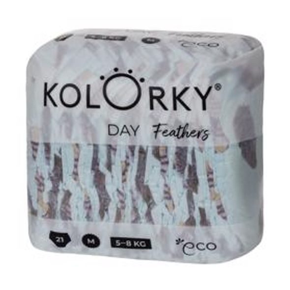 KOLORKY DAY PEŘÍ M (5-8 KG) 21 KS JEDNORÁZOVÉ EKO PLENKY - JEDNORÁZOVÉ PLENY - PŘEBALOVÁNÍ