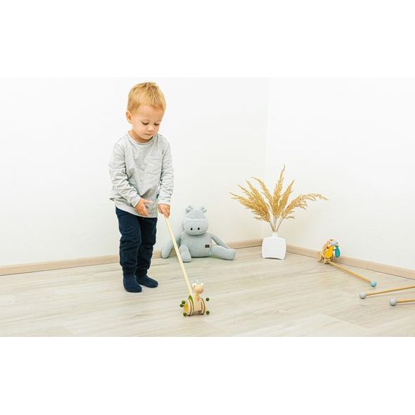 ZOPA DŘEVĚNÝ JEZDÍK DINOSAURUS - TAHACÍ A TLAČÍCÍ - PRO DĚTI