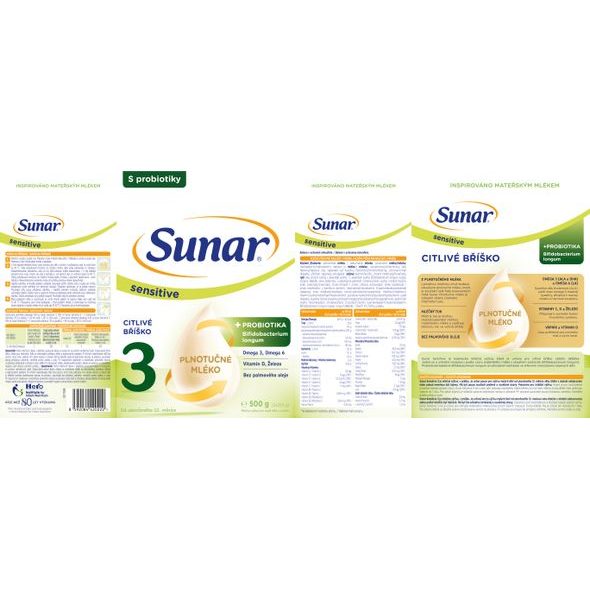 SUNAR SENSITIVE 3 BATOLECÍ KOJENECKÉ MLÉKO 500G - KOJENECKÁ MLÉKA - KRMENÍ