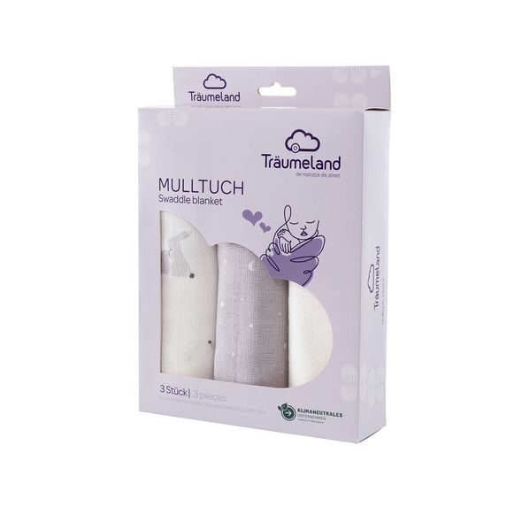 TRÄUMELAND LÁTKOVÉ PLENY 3KS 80 X 80 CM HOPHOP BUNNY GRAU - LÁTKOVÉ PLENY ALL IN ONE - PŘEBALOVÁNÍ