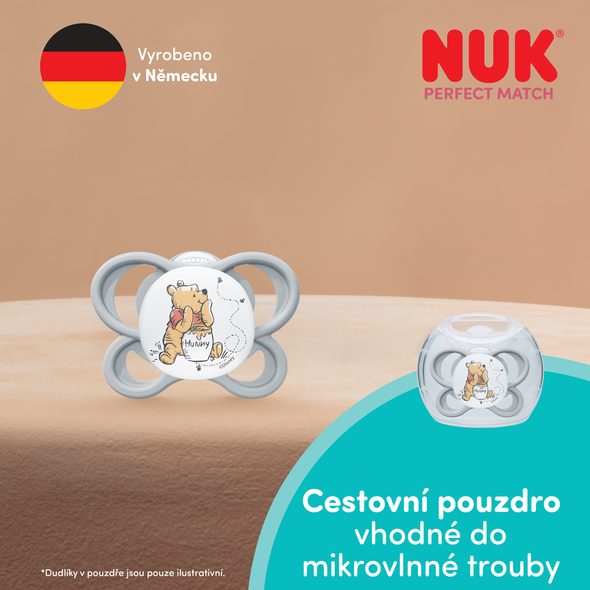 NUK PERFECT MATCH AIR DUDLÍK MEDVÍDEK PÚ GREY 0-6M 1KS V BOXU - ŠIDÍTKA A DOPLŇKY - KRMENÍ