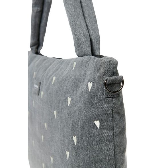 STUDIO NOOS DENIM DIAPER BAG PŘEBALOVACÍ TAŠKA GREY HEARTS - PŘEBALOVACÍ TAŠKY - KOČÁRKY A PŘÍSLUŠENSTVÍ
