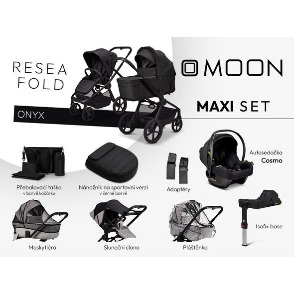MOON RESEA FOLD MAXI SET - ONYX - KOMBINACE S PŘÍSLUŠENSTVÍM - KOČÁRKY A PŘÍSLUŠENSTVÍ