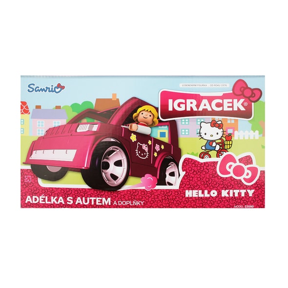 IGRÁČEK & HELLO KITTY - ADÉLKA S AUTEM A DOPLŇKY - IGRÁČEK - !ODLOŽENÉ NEAKTIVNÍ ZBOŽÍ