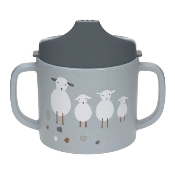 LÄSSIG SIPPY CUP PP/CELLULOSE TINY FARMER SHEEP/GOOSE BLUE - DĚTSKÉ HRNEČKY - KRMENÍ