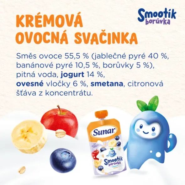 SUNAR SMOOTHÍK DĚTSKÁ KAPSIČKA BORŮVKA 120G - KAPSIČKY - KRMENÍ