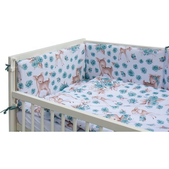 SCARLETT POSTÝLKA 120X60CM S KOMPLETNÍ VÝBAVOU SCARLETT SRNEČEK TYRKYSOVÁ - DŘEVĚNÉ POSTÝLKY - SPINKÁNÍ