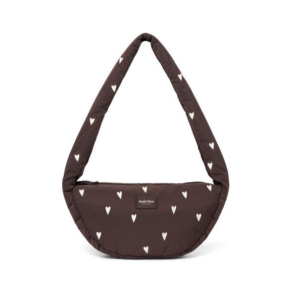 STUDIO NOOS PUFFY MINI CROSS BODY BAG BROWN HEARTS - ORGANIZÉRY A KOŠÍKY - KOČÁRKY A PŘÍSLUŠENSTVÍ