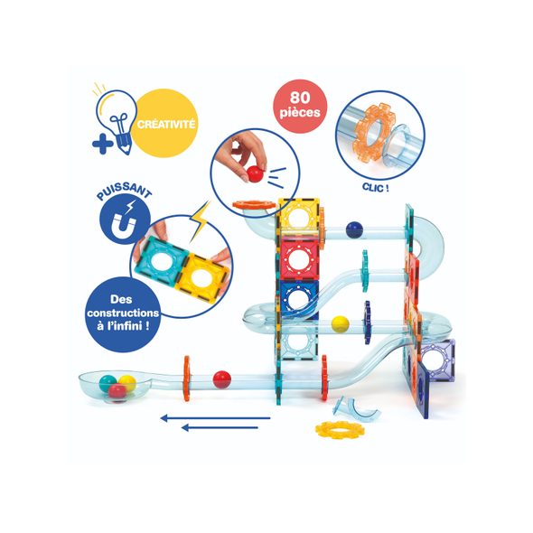LUDI MAGNETICKÁ STAVEBNICE KULIČKOVÁ DRÁHA 80 KS - MAGNETICKÉ HRAČKY - PRO DĚTI