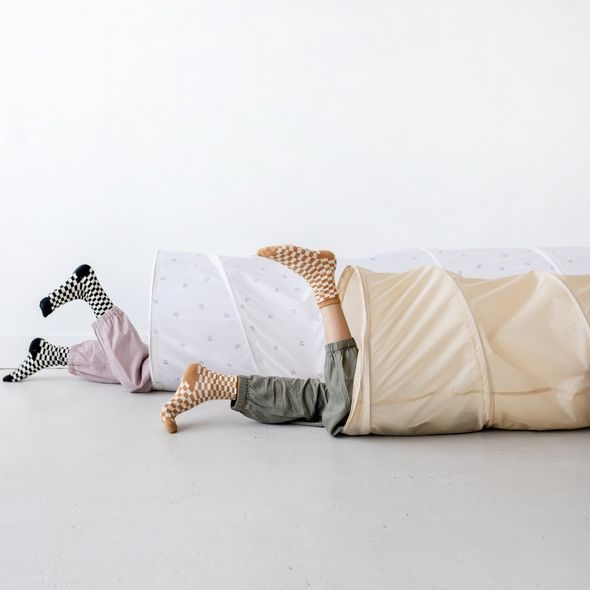 3 SPROUTS DĚTSKÝ TUNEL RECYCLED BLUEBERRY IVORY - SENZORICKÉ HRAČKY - PRO DĚTI