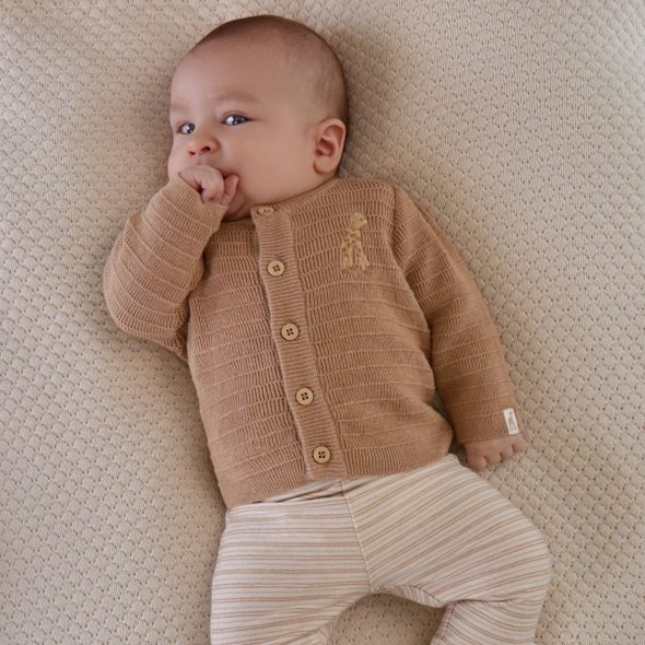 LITTLE DUTCH KARDIGAN PLETENÝ SAFARI FRIENDS SOFT TAN VEL. 68 - KABÁTKY, MIKINKY - PRO DĚTI