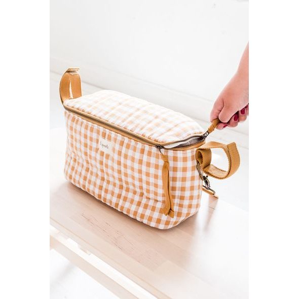 3 SPROUTS ORGANIZÉR NA KOČÁREK PROŠÍVANÝ GINGHAM MUSTARD PRINT - ORGANIZÉRY A KOŠÍKY - KOČÁRKY A PŘÍSLUŠENSTVÍ