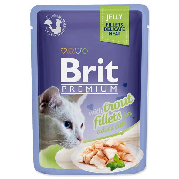 BRIT PREMIUM CAT DELICATE FILLETS IN JELLY WITH TROUT 85G - KAPSIČKY PRO KOČKY - CHOVATELSKÉ POTŘEBY MALVÍKZOO