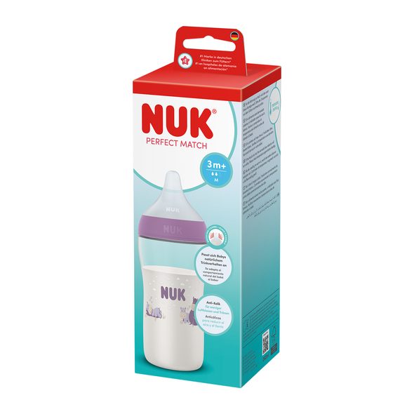 NUK PERFECT MATCH LÁHEV S KONTROLOU TEPLOTY HIPPO 260 ML - KOJENECKÉ LAHVE - KRMENÍ