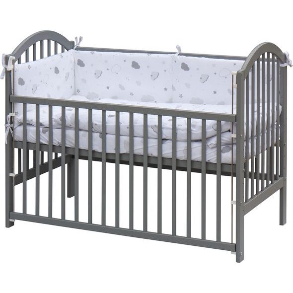 SCARLETT DĚTSKÁ POSTÝLKA S KOMPLETNÍ VÝBAVOU SCARLETT 120 X 60 CM ŠEDÁ - KRENA - DŘEVĚNÉ POSTÝLKY - SPINKÁNÍ