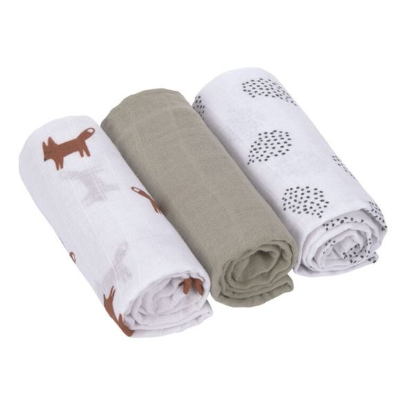 LÄSSIG SWADDLE BURP BLANKET 60X60 LITTLE FOREST FOX - PLIENKY - VŠETKO NA PREBAĽOVANIE