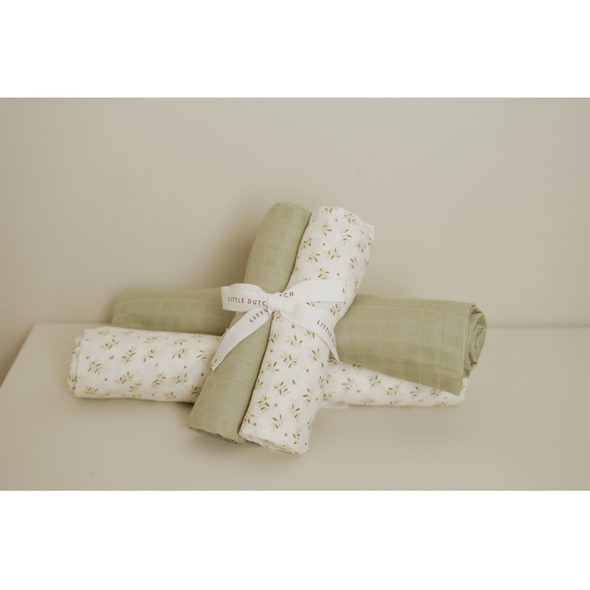 LITTLE DUTCH PLENY 70X70CM BLUEBERRY LEAVES & SAGE 2 KS - LÁTKOVÉ PLENY SKLÁDANÉ - PŘEBALOVÁNÍ