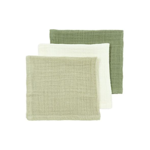MEYCO MUŠELÍNOVÁ PLENA-ŽÍNKA 3-BALENÍ - NATURAL/SOFT OLIVE/OLIVE GREEN - LÁTKOVÉ PLENY ALL IN ONE - PŘEBALOVÁNÍ
