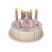 LITTLE DUTCH NAROZENINOVÝ DORT 26 DÍLŮ DŘEVĚNÝ PINK - KOSTKY - PRO DĚTI
