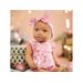 LULLA BABY PANENKA 35 CM V OVERALU S ČELENKOU FLORAL PINK - PANENKY - PRO DĚTI