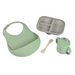 BEABA JÍDELNÍ SADA SILIKONOVÁ 4-DÍLNÁ S BRYNDÁKEM GREY / SAGE GREEN - VÝHODNÉ SADY - KRMENÍ