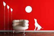 Samolepky na zeď - Pes a měsíc