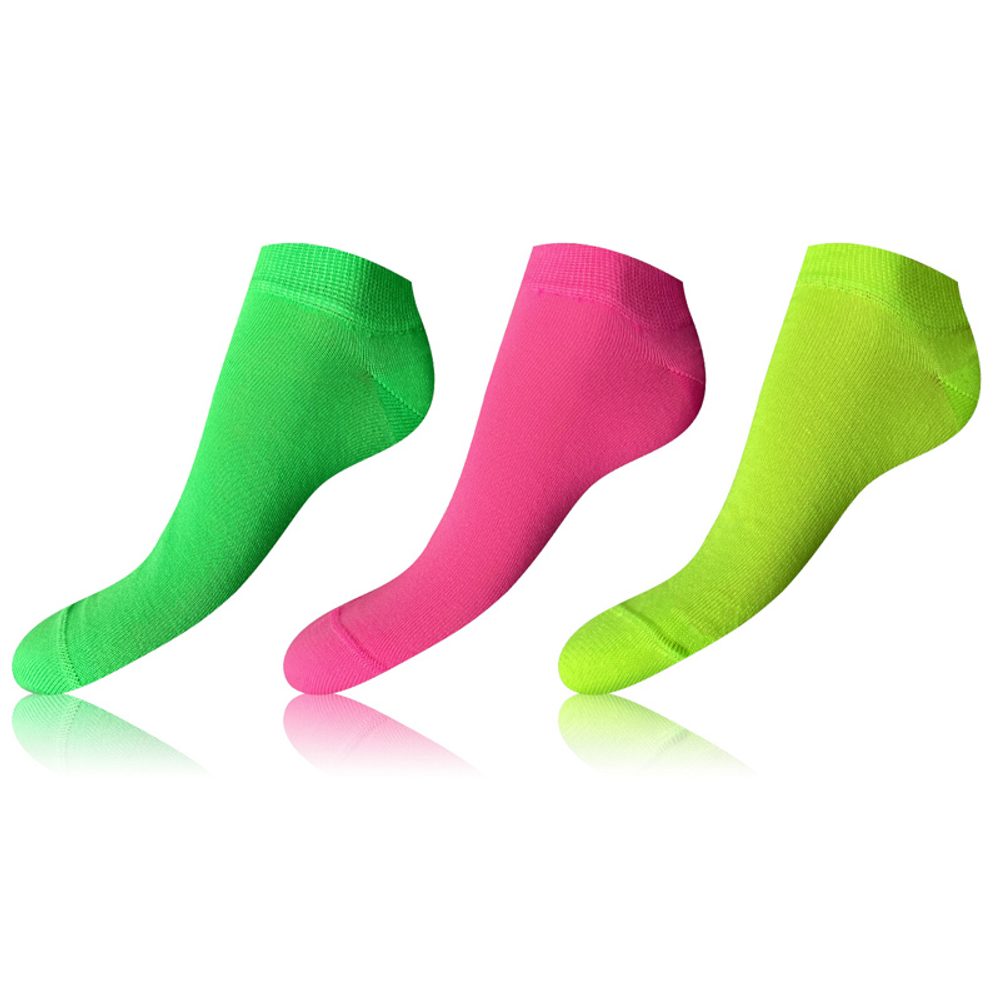 Dámské kotníkové ponožky 3 páry COLOUR IN-SHOE SOCKS - 39/42 růžová světle zelená žlutá