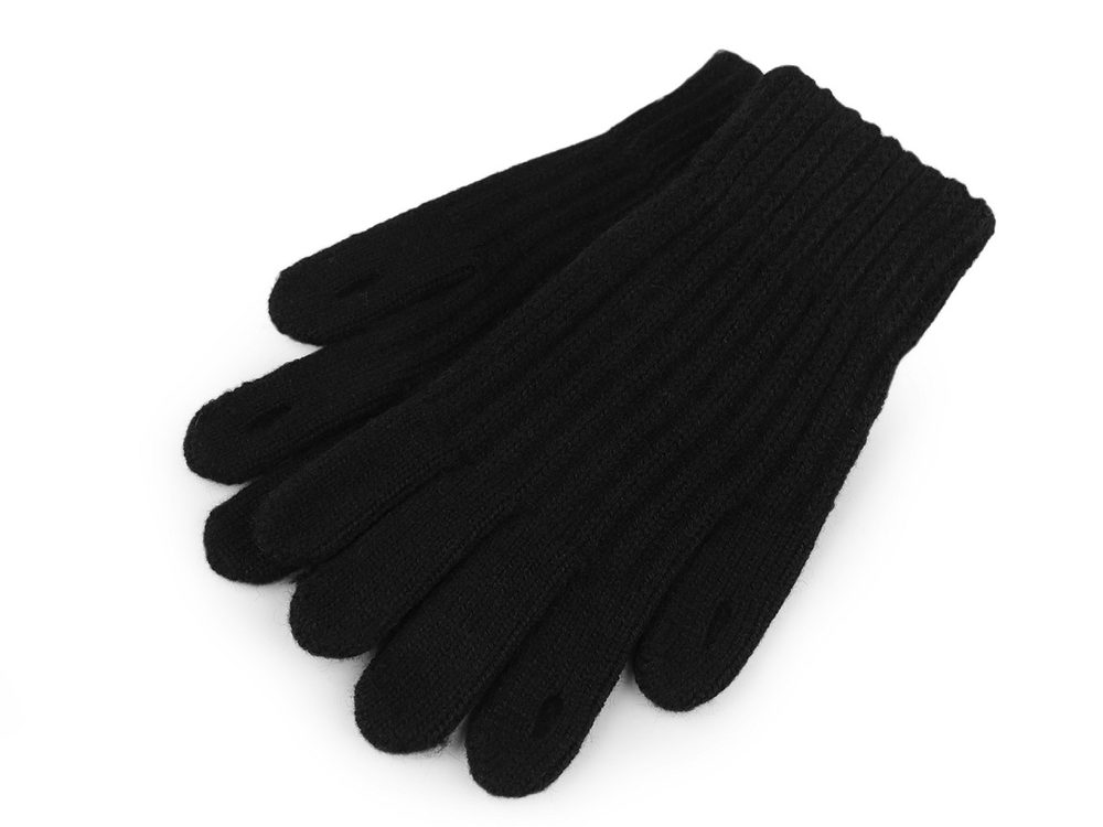 Pletené rukavice s otvory pro ovládání dotykových zařízení - 3 černá