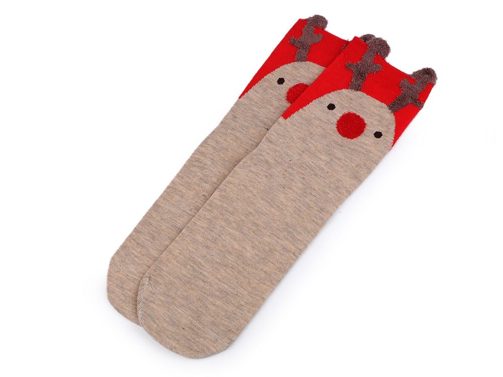 Dámské / dívčí vánoční ponožky - 4 béžová sob