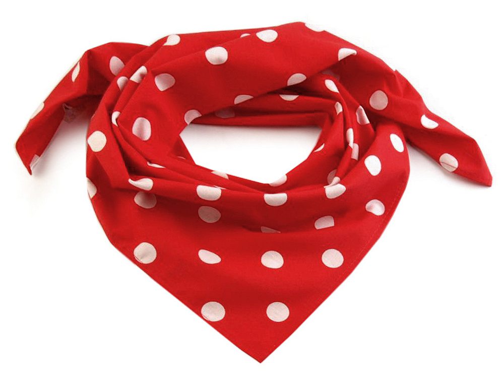 Bavlněný šátek s puntíky 65 x 65 cm - 46 (078) červená