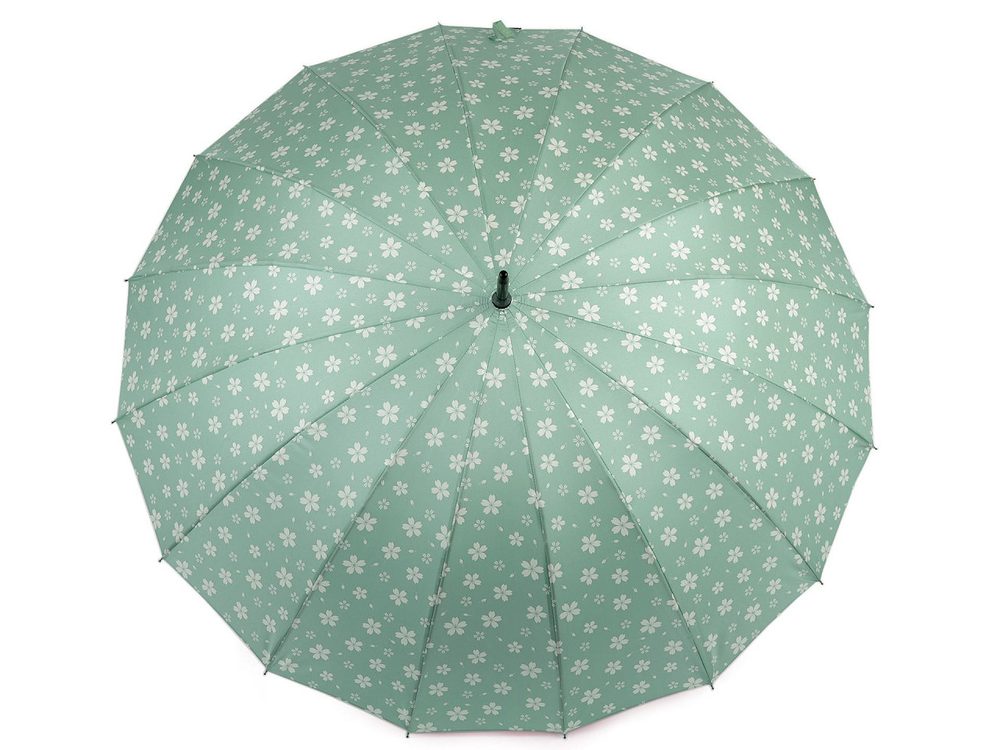 Dámský vystřelovací deštník květy - 3 zelená pastelová sv.