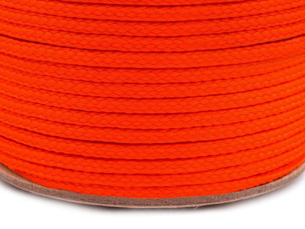 Oděvní šňůra PES Ø4 mm 100 metrů - 3157 oranžová reflexní - neon