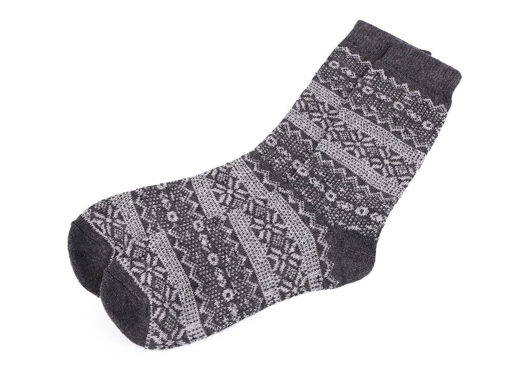 Pánské zimní ponožky norský vzor - 2 šedá