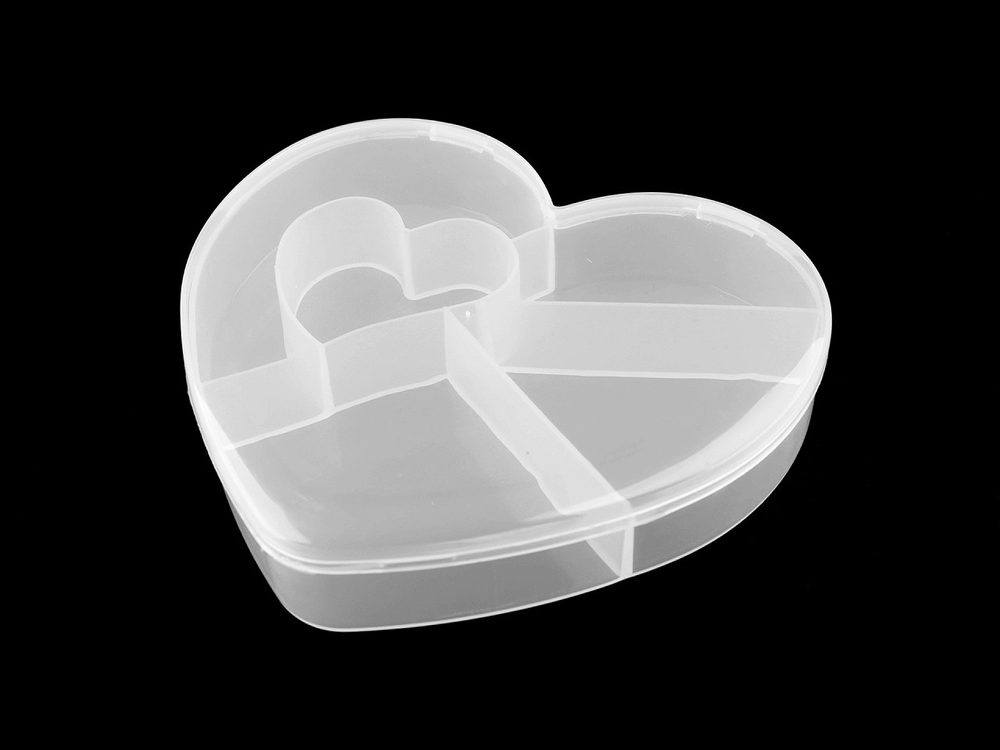 Plastový box / zásobník srdce 12x13,5x2,5 cm - 1 transparent