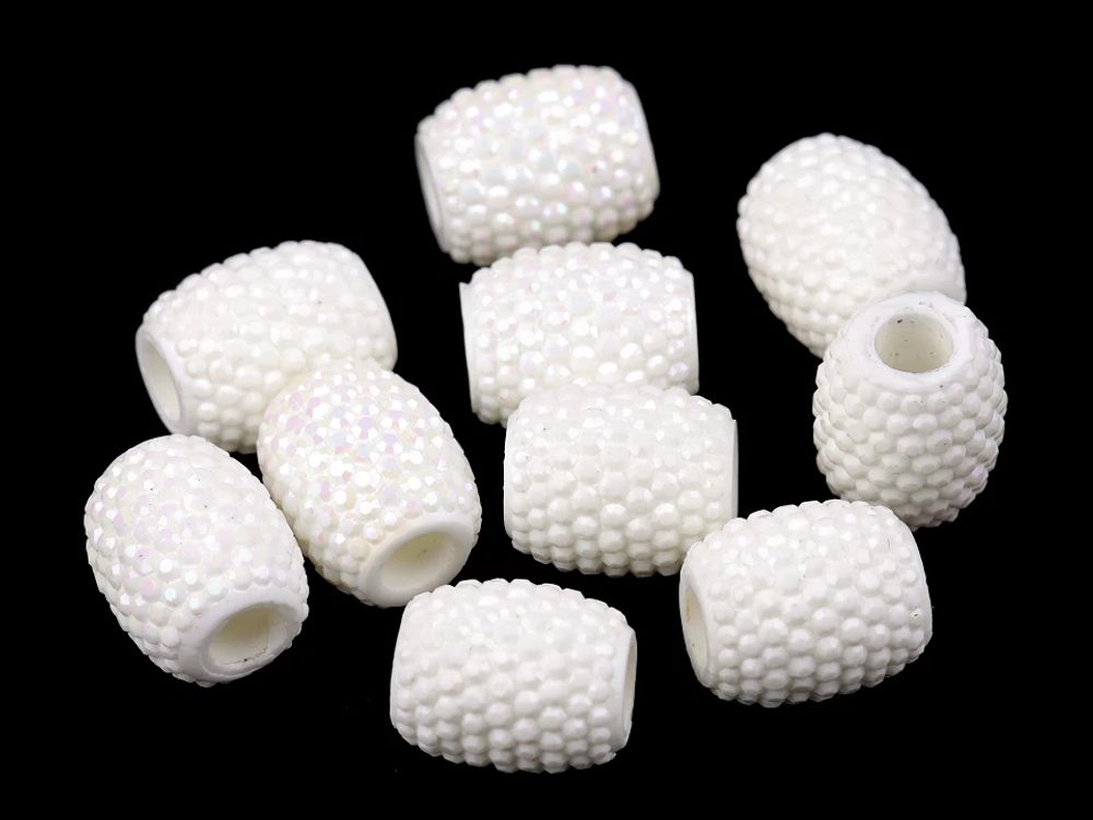 Plastové korálky s velkým průvlekem 13x15 mm 2 kusy - 1 (061) bílá - AB