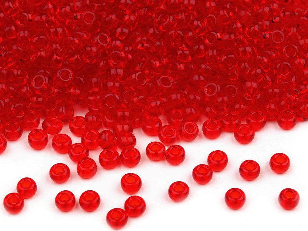 Rokajl Preciosa 10/0 - 2,3 mm lesklé balení 20 g - 90070 červená jahoda transparent
