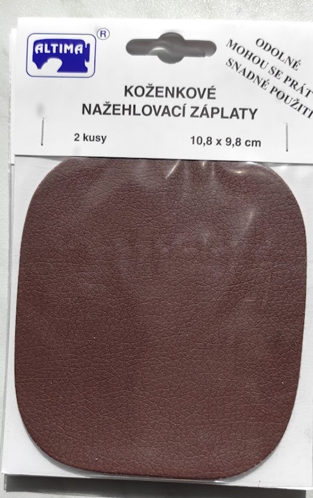 Nažehlovací záplaty koženkové 2ks 10,8 x 9,8 cm - hnědá