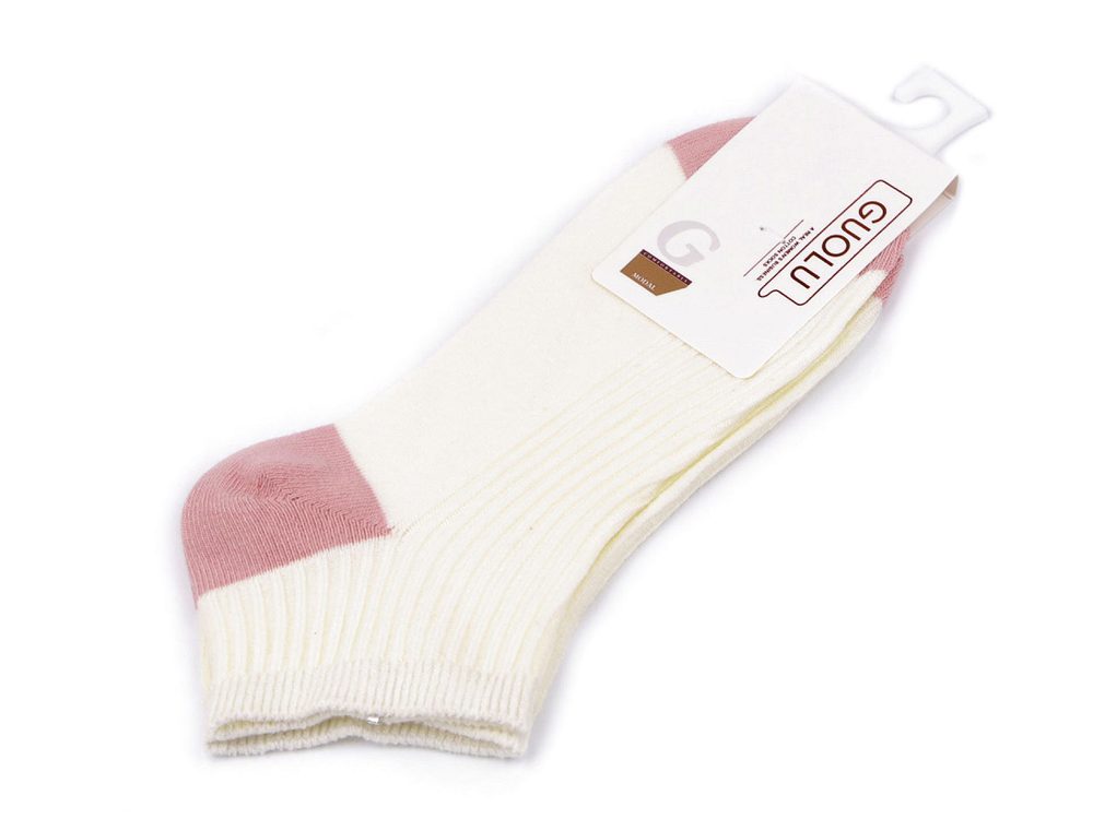 Dámské / dívčí bavlněné ponožky kotníkové - 10 krémová světlá pudrová