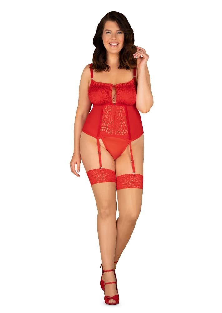 Okouzlující punčochy Blossmina stockings - Obsessive - 4XL/5XL - červená