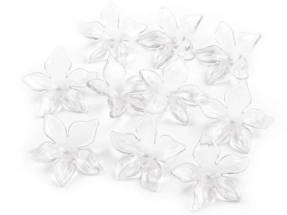 Plastové korálky květ / sukýnka Ø25-29 mm 20 kusů - 7 (01) - 25 mm transparent