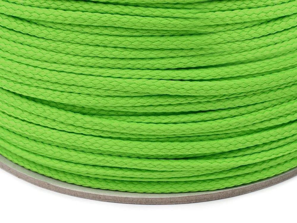 Oděvní šňůra PES Ø4 mm, návin 100 m - 5505 zelená travní sv. - neon
