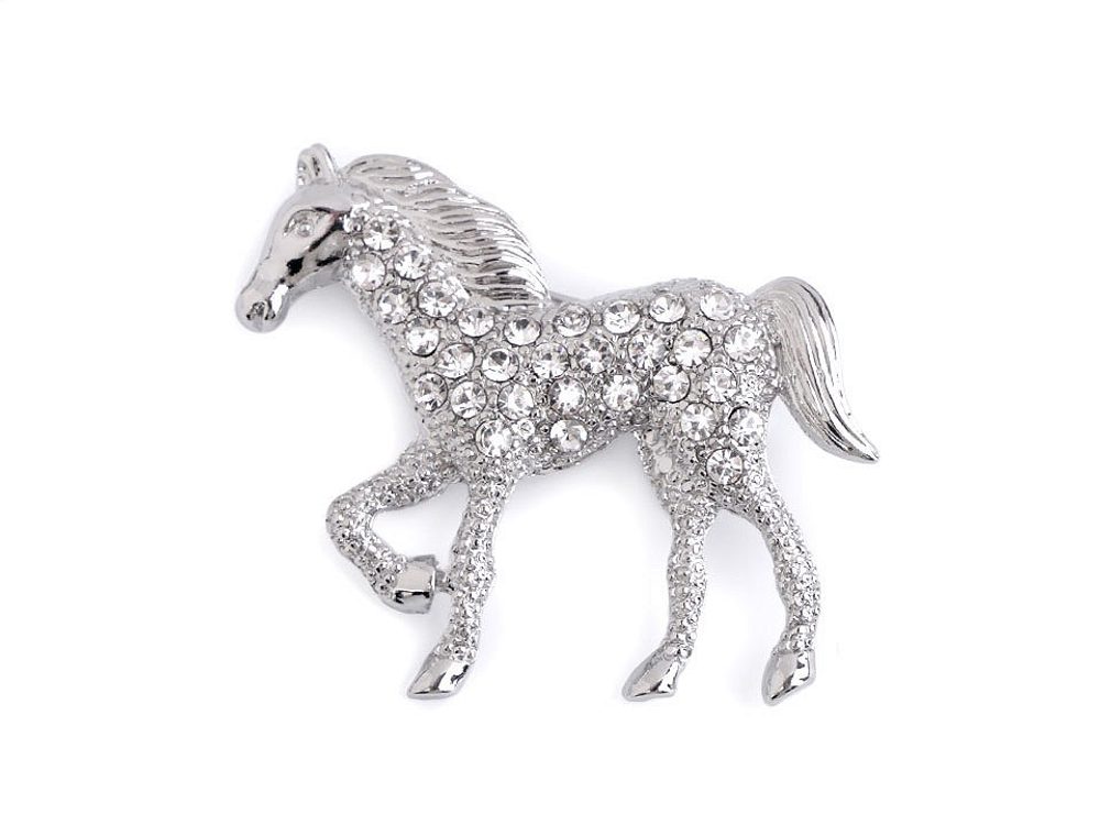 Brož s broušenými kamínky kočka, kůň - 2 crystal kůň