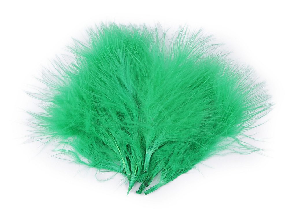 Peří marabu délka 5-12 cm - 4 zelená pastelová