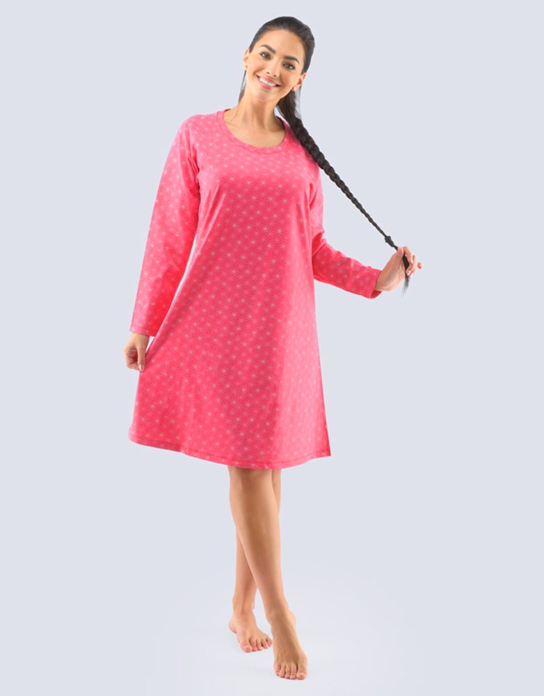 Noční dámská košilka dlouhá - bordo sv. růžová - XL